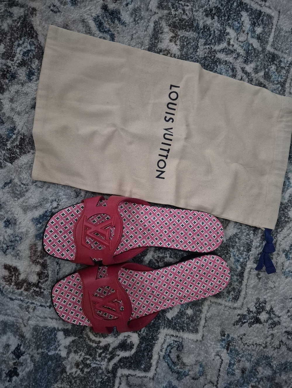 Louis Vuitton Women’s Red Logo Slide Sandals Size 39